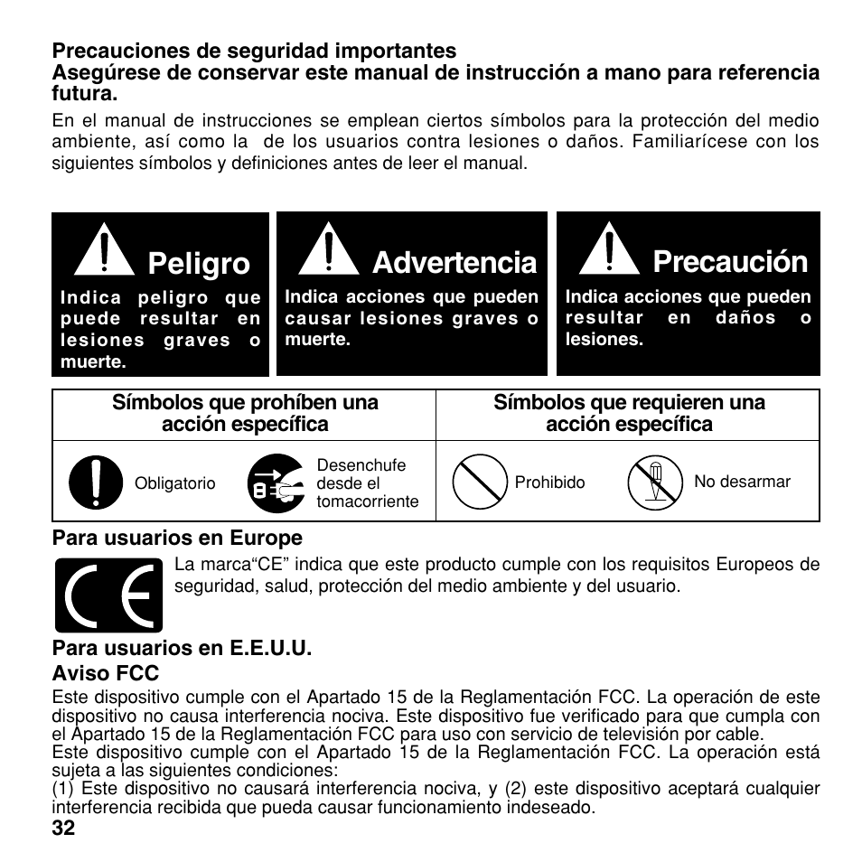 Peligro, Advertencia, Precaución | Olympus CAMEDIA BU-300 User Manual | Page 32 / 52