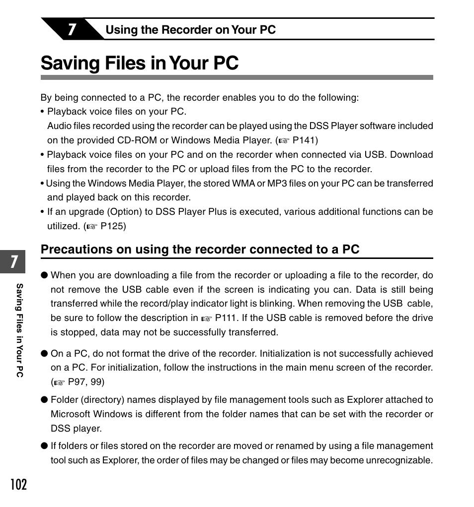 Saving files in your pc | Olympus DS-61 User Manual | Page 102 / 171
