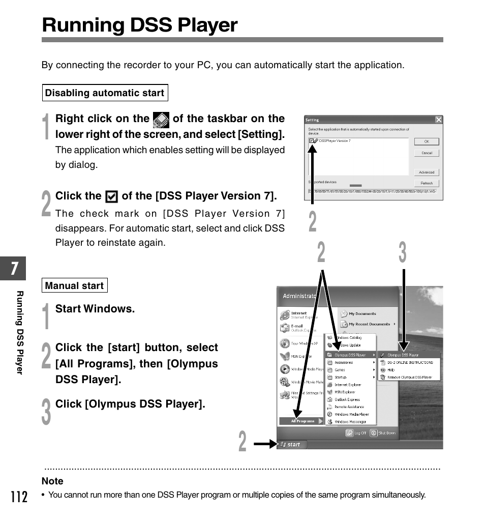 Running dss player | Olympus DS-61 User Manual | Page 112 / 171
