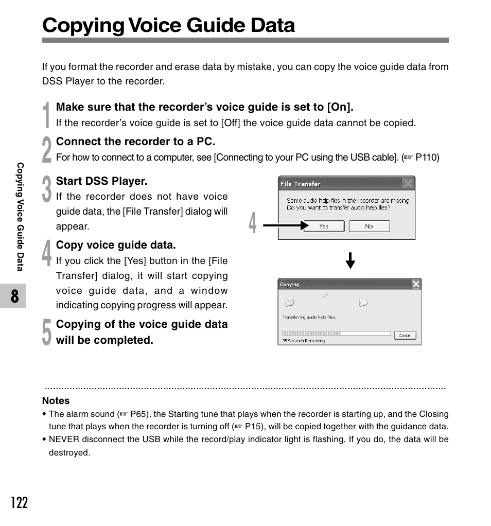 Copying voice guide data | Olympus DS-61 User Manual | Page 122 / 171