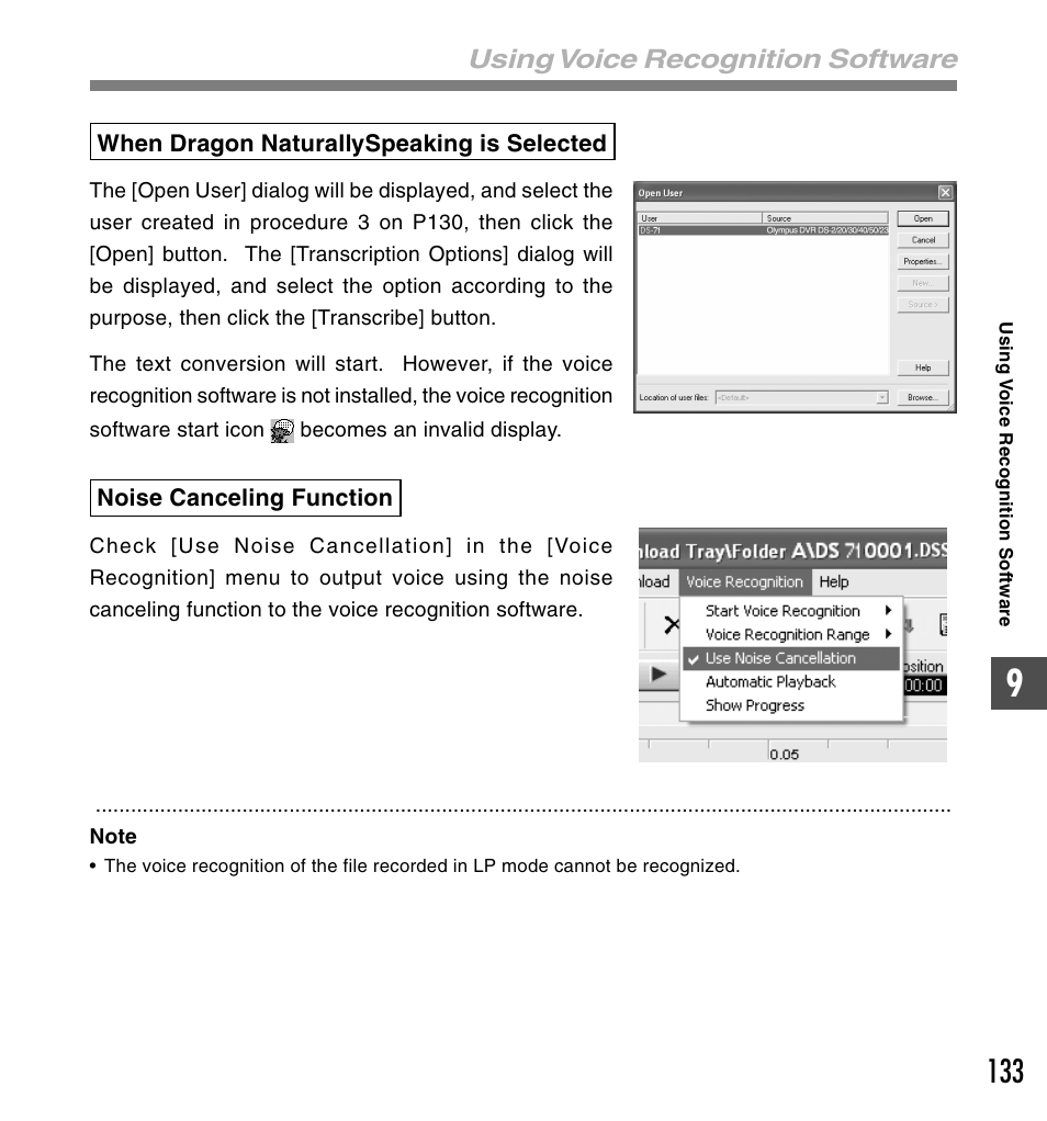 Using voice recognition software | Olympus DS-61 User Manual | Page 133 / 171