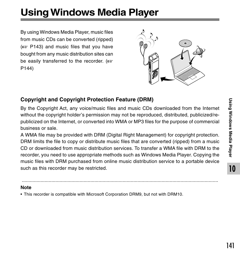 Using windows media player | Olympus DS-61 User Manual | Page 141 / 171