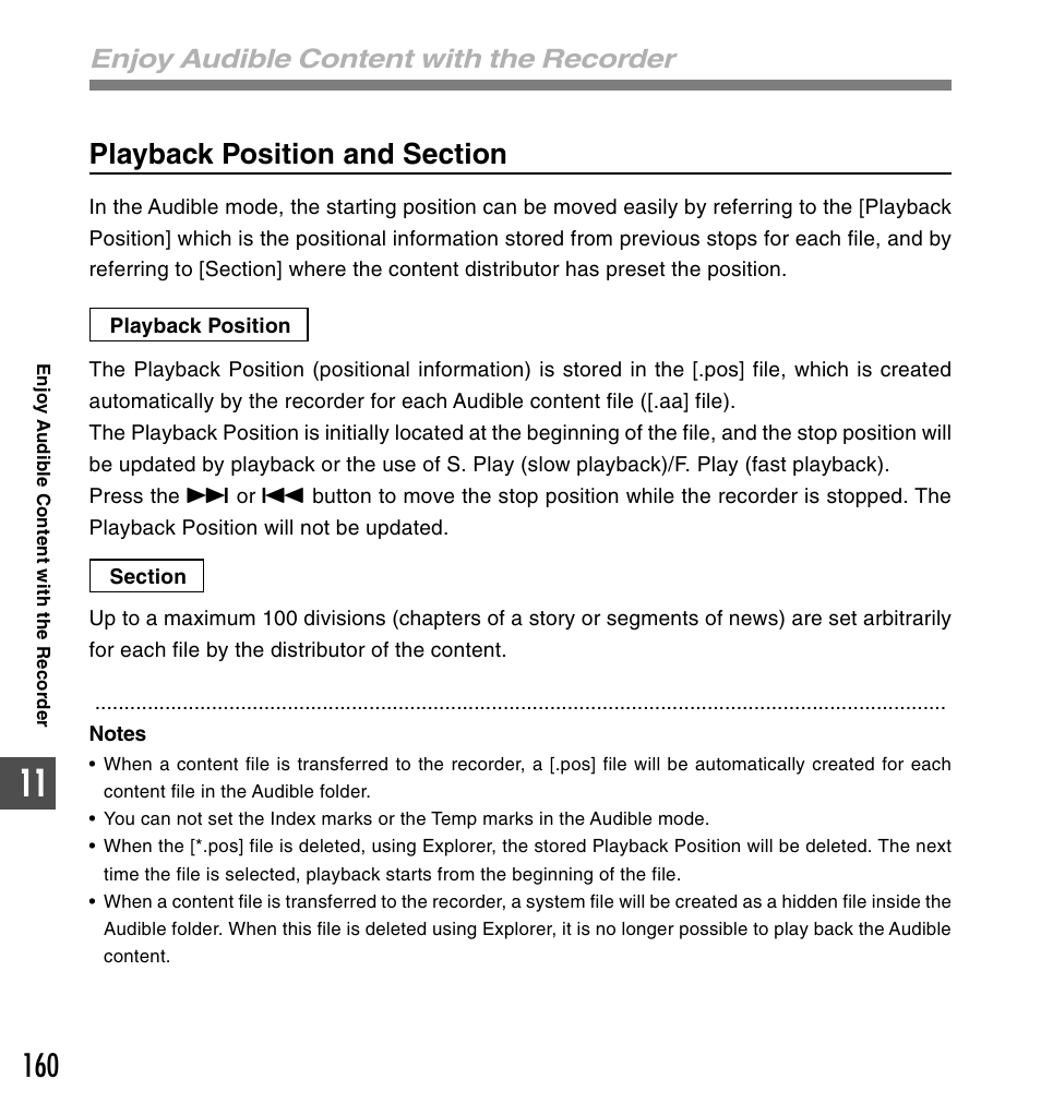 Enjoy audible content with the recorder | Olympus DS-61 User Manual | Page 160 / 171