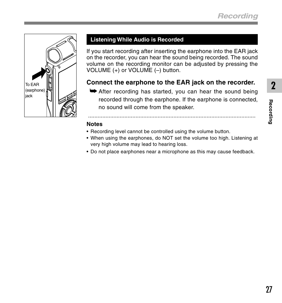 Recording | Olympus DS-61 User Manual | Page 27 / 171