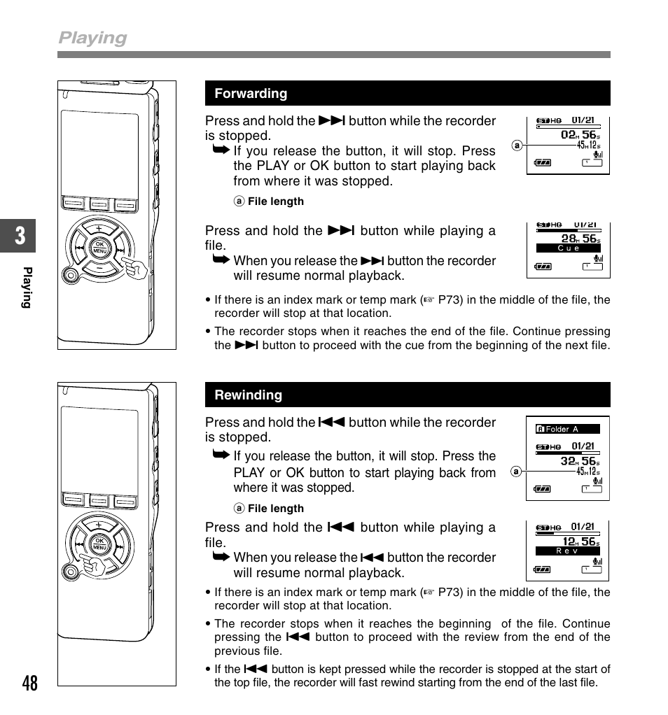 Playing | Olympus DS-61 User Manual | Page 48 / 171