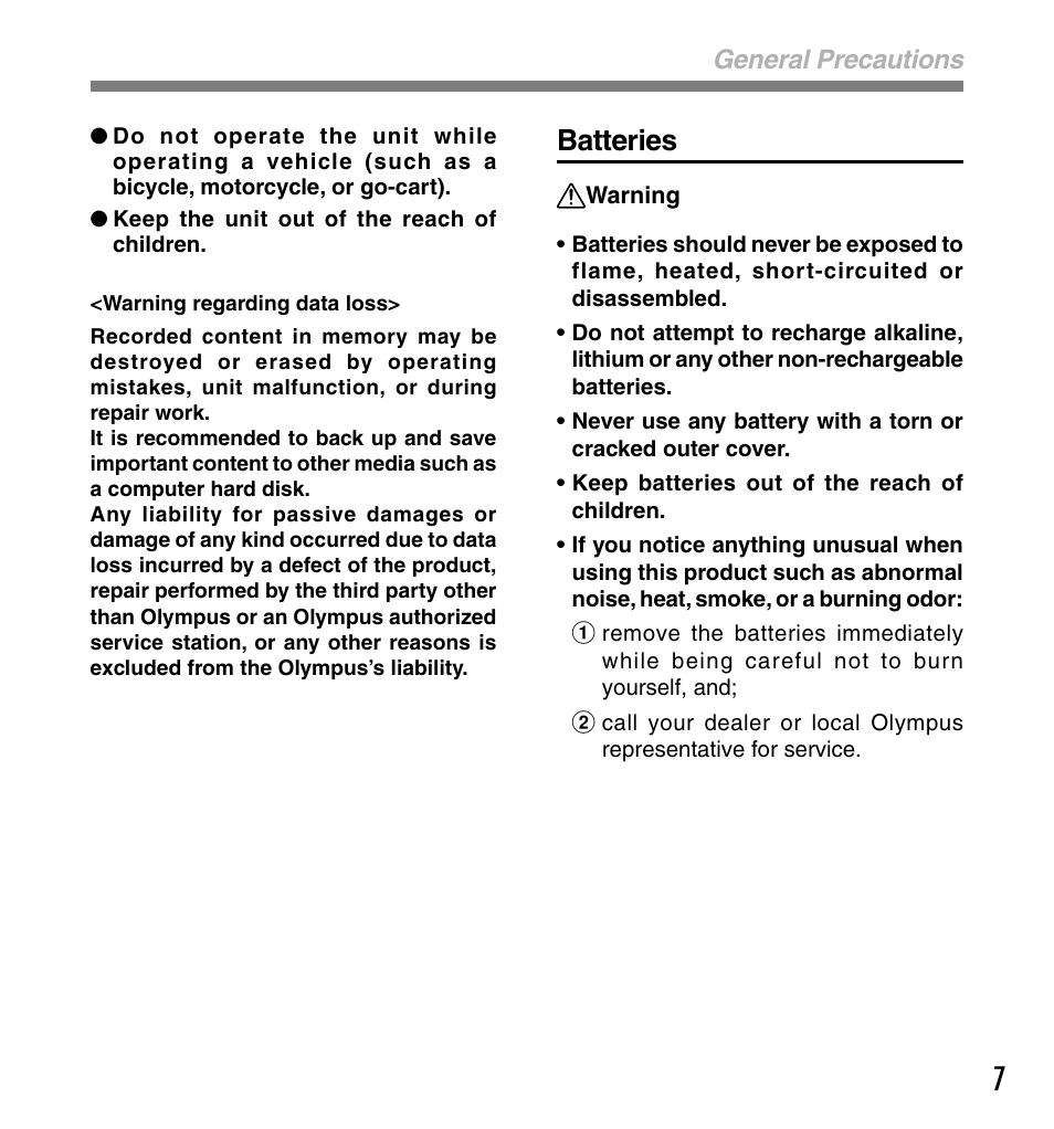 Batteries | Olympus DS-61 User Manual | Page 7 / 171