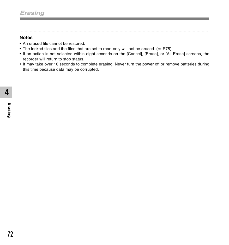 Erasing | Olympus DS-61 User Manual | Page 72 / 171