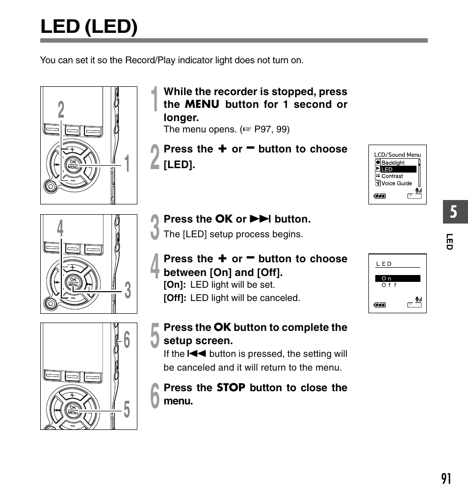 Led (led) | Olympus DS-61 User Manual | Page 91 / 171