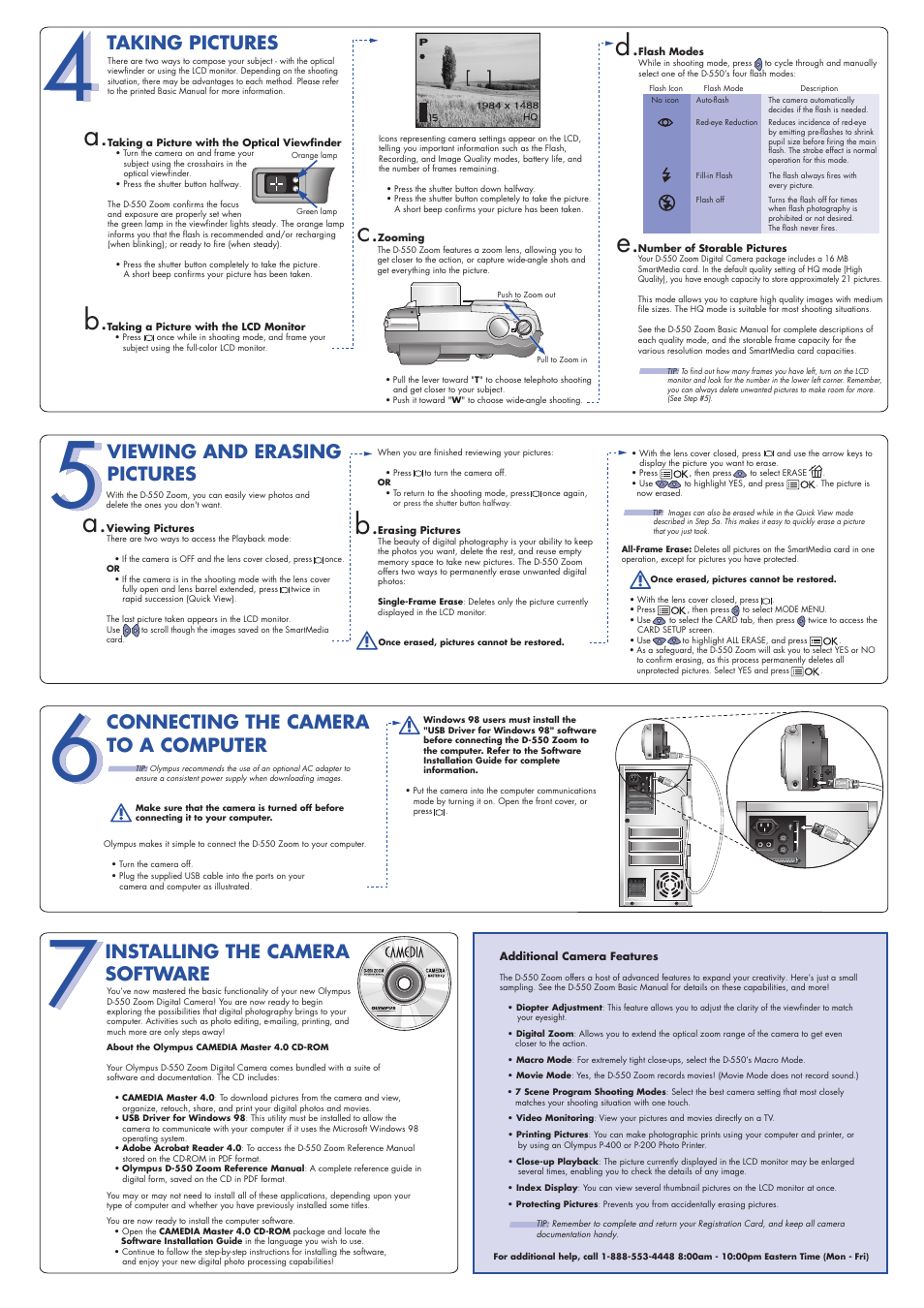 A. b. a. b, E. c | Olympus ZOOM D-550 User Manual | Page 2 / 2