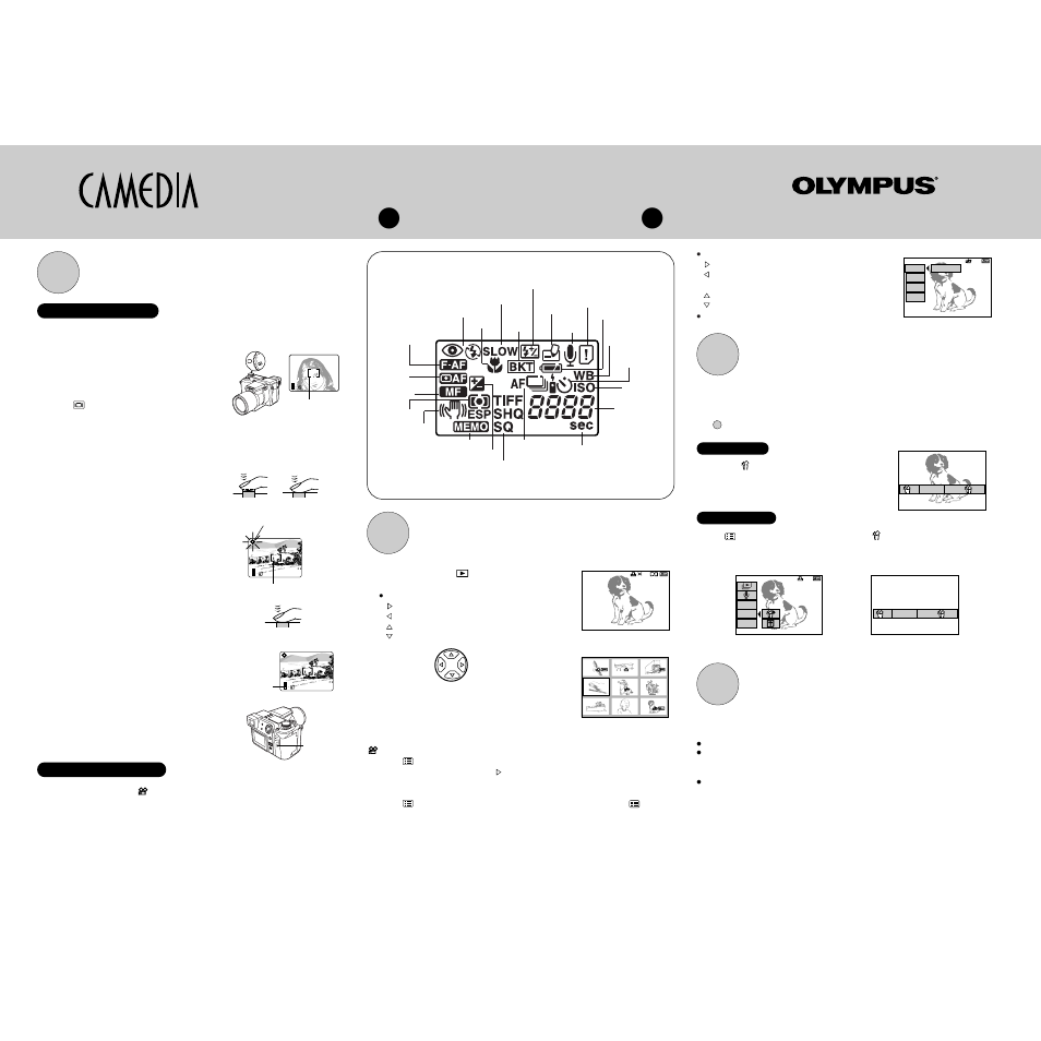 C-2100 ultra zoom, Quick-start guide, Taking pictures | Displaying pictures, Erasing pictures, Turning off the power | Olympus C-2100 User Manual | Page 2 / 2