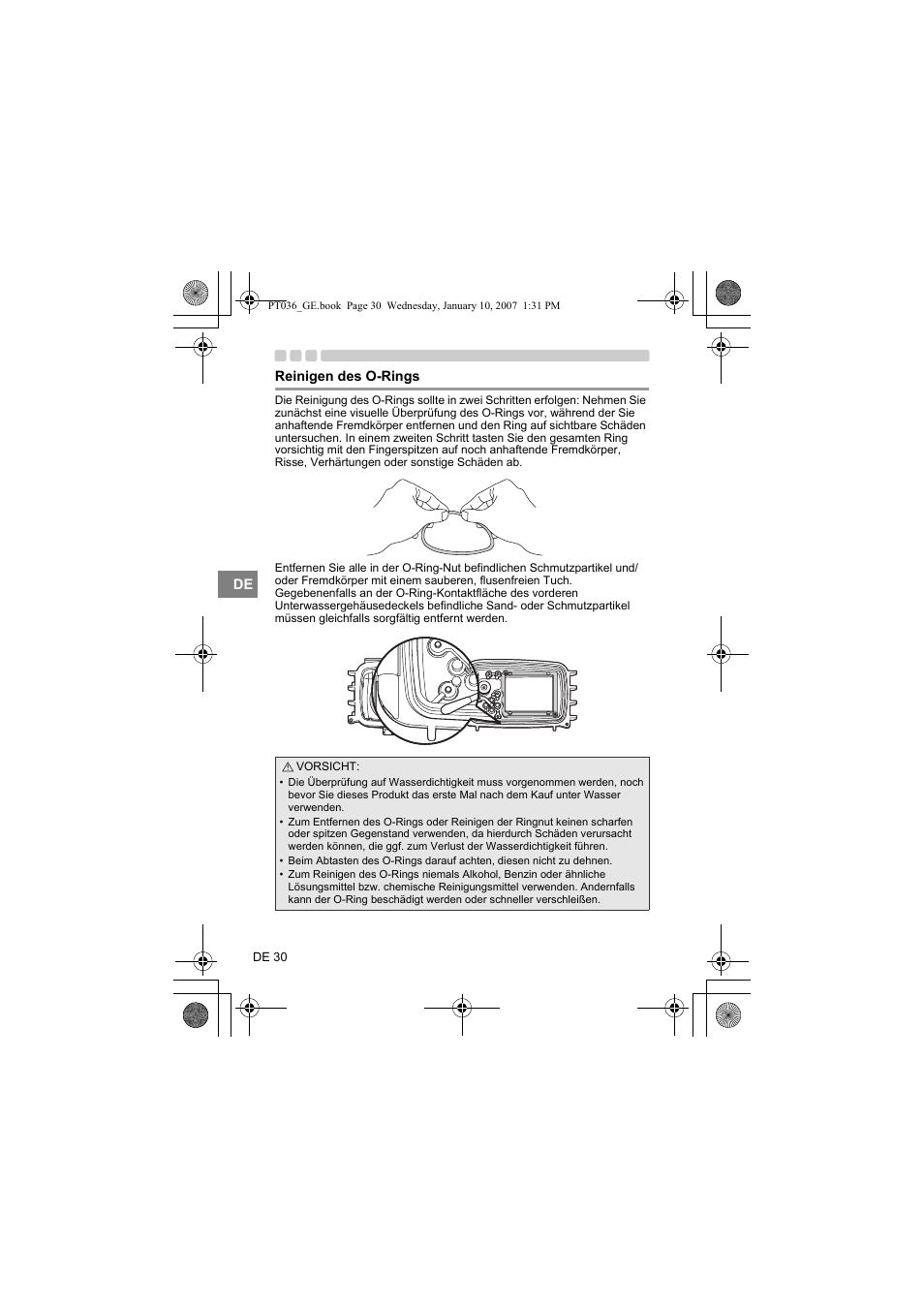 Reinigen des o-rings | Olympus PT-036 User Manual | Page 144 / 268
