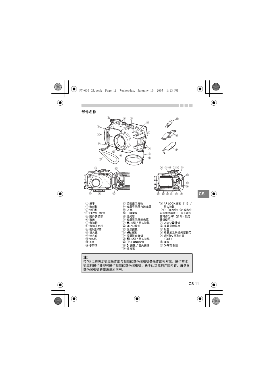 部件名称 | Olympus PT-036 User Manual | Page 201 / 268