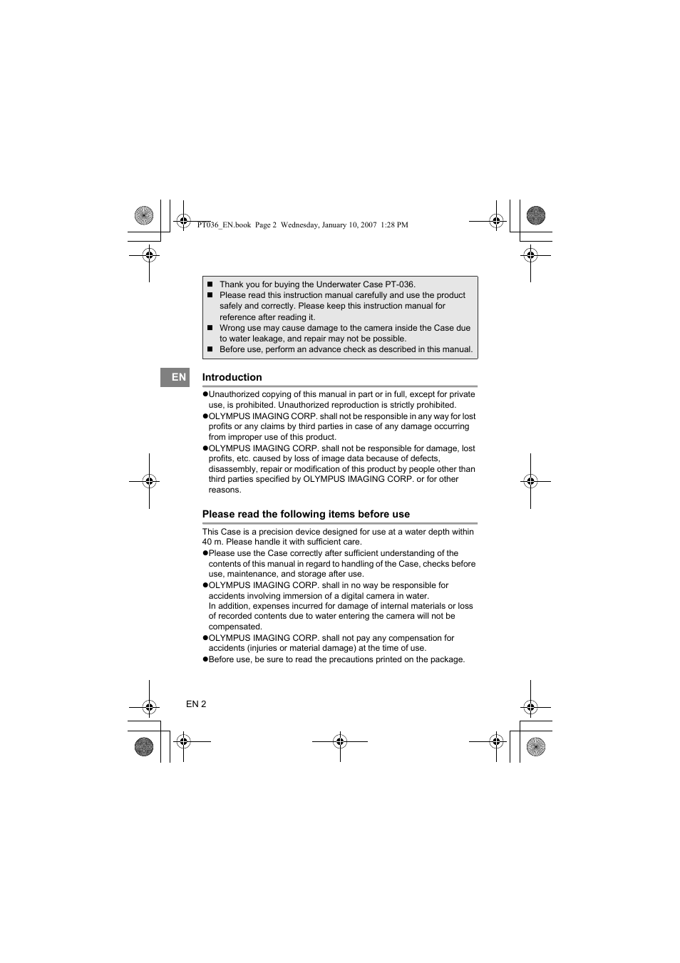 Olympus PT-036 User Manual | Page 40 / 268