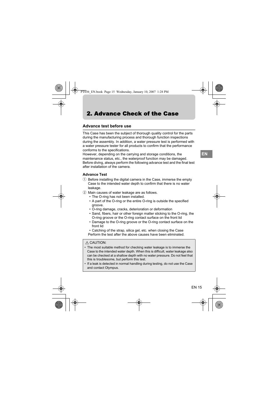 Advance check of the case | Olympus PT-036 User Manual | Page 53 / 268