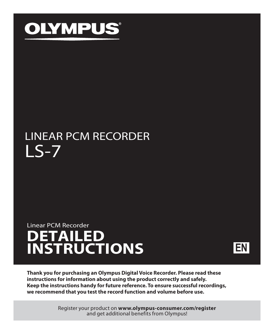 Olympus LS-7 User Manual | 103 pages