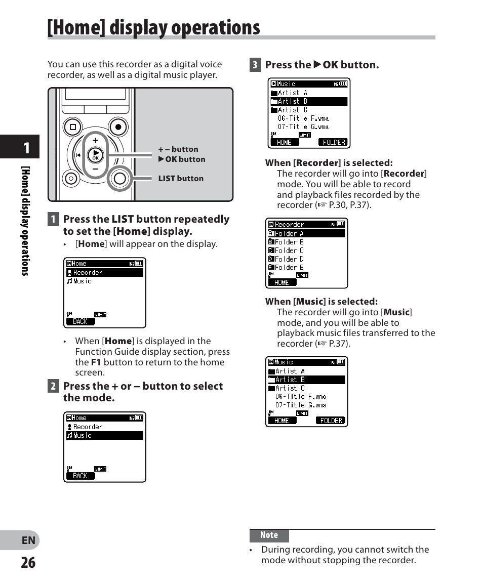 Home] display operations | Olympus LS-7 User Manual | Page 26 / 103