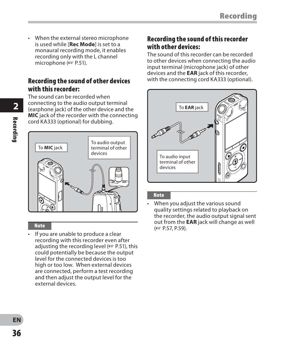 Recording | Olympus LS-7 User Manual | Page 36 / 103