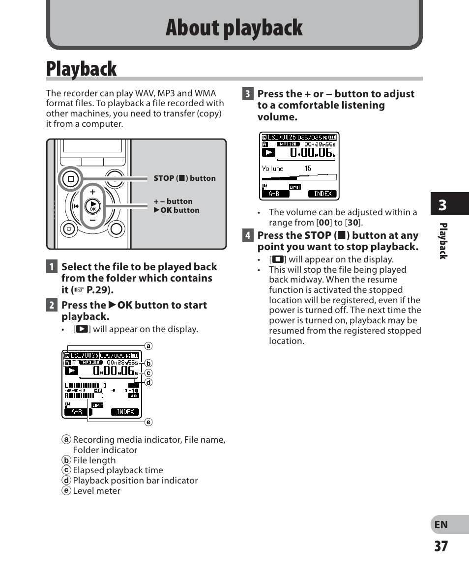 About playback, Playback | Olympus LS-7 User Manual | Page 37 / 103