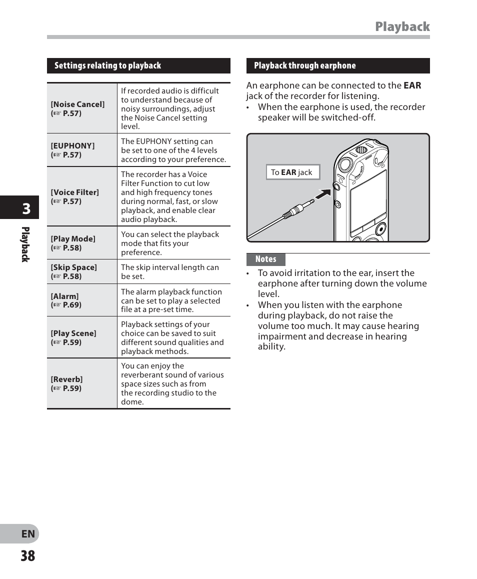 Playback, Pla yback | Olympus LS-7 User Manual | Page 38 / 103