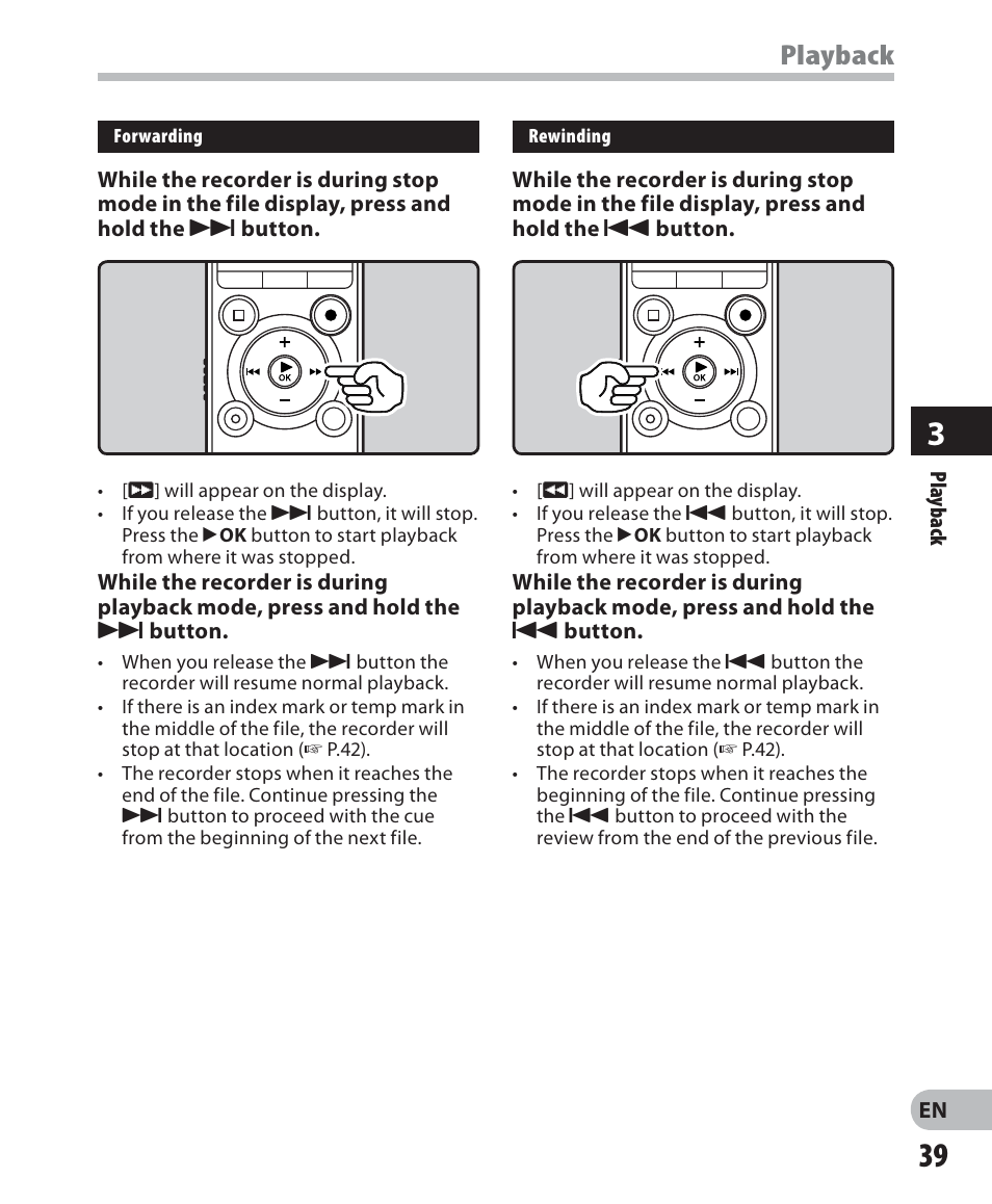 Playback | Olympus LS-7 User Manual | Page 39 / 103