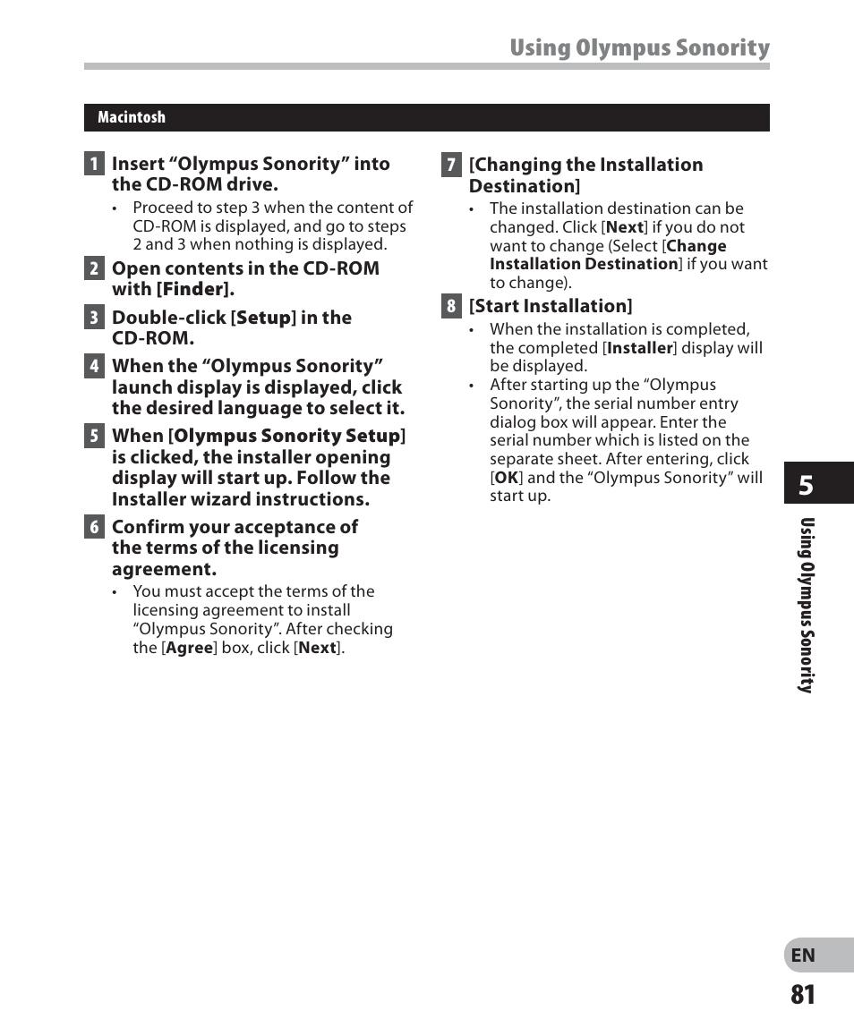 Using olympus sonority | Olympus LS-7 User Manual | Page 81 / 103