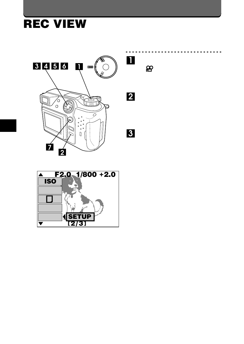 Rec view, Setup iso | Olympus C-2020ZOOM User Manual | Page 176 / 200