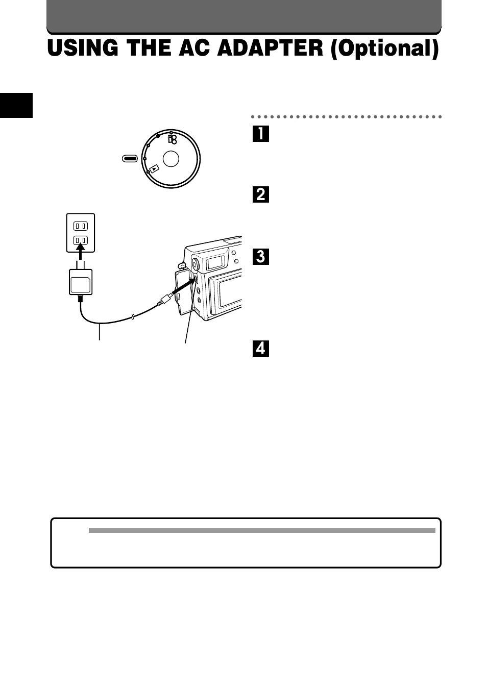 Using the ac adapter (optional) | Olympus C-2020ZOOM User Manual | Page 24 / 200