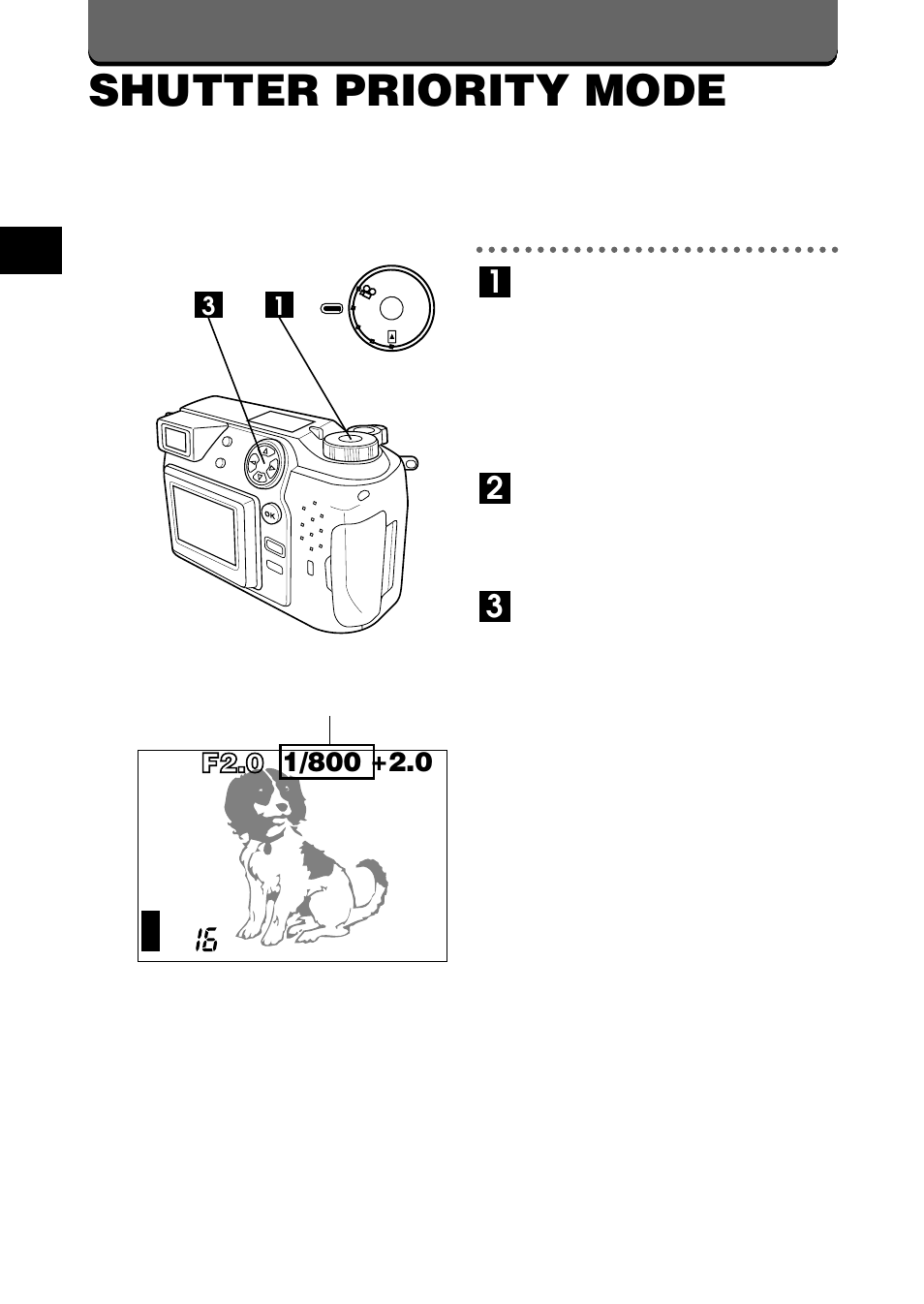 Shutter priority mode | Olympus C-2020ZOOM User Manual | Page 50 / 200