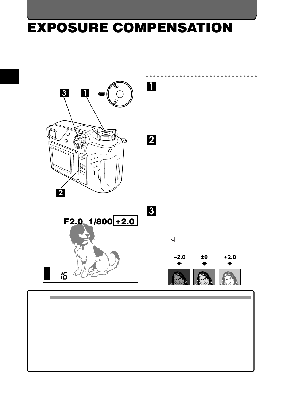 Exposure compensation | Olympus C-2020ZOOM User Manual | Page 54 / 200