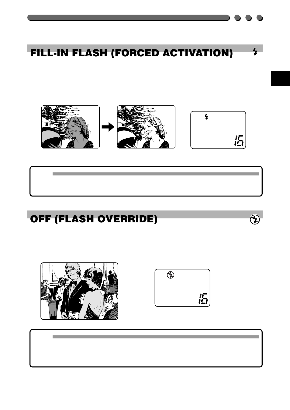 57 fill-in flash (forced activation), Off (flash override) | Olympus C-2020ZOOM User Manual | Page 57 / 200