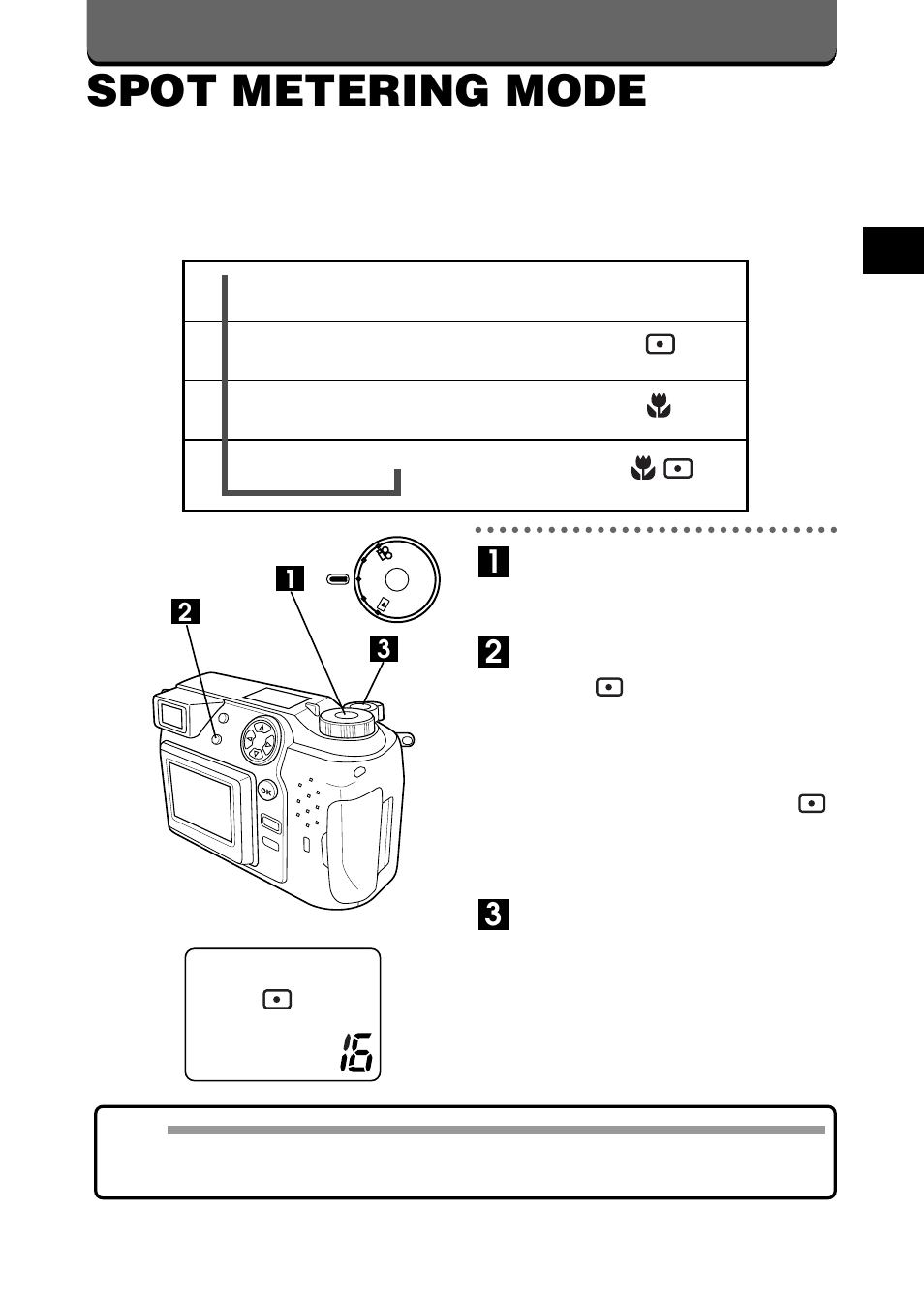 Spot metering mode | Olympus C-2020ZOOM User Manual | Page 59 / 200