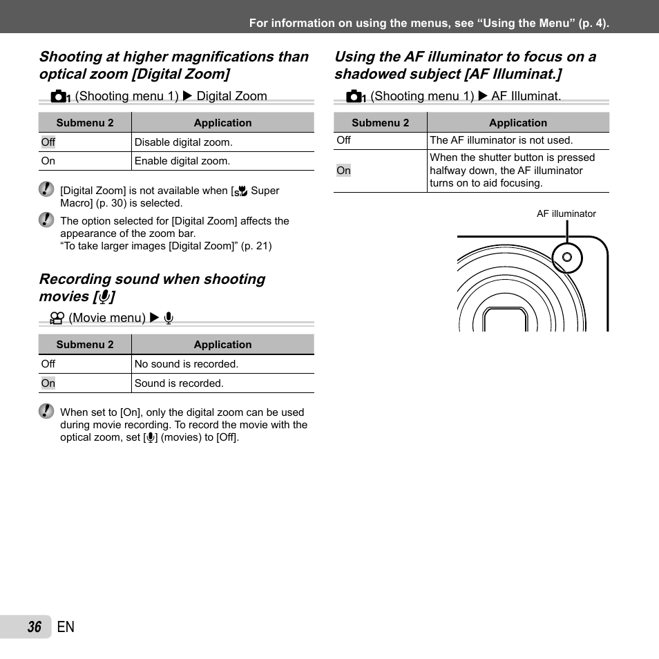 36 en | Olympus VG-160 User Manual | Page 36 / 76