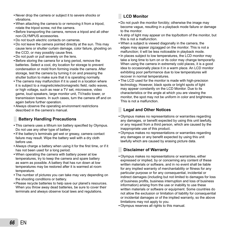 66 en | Olympus VG-160 User Manual | Page 66 / 76