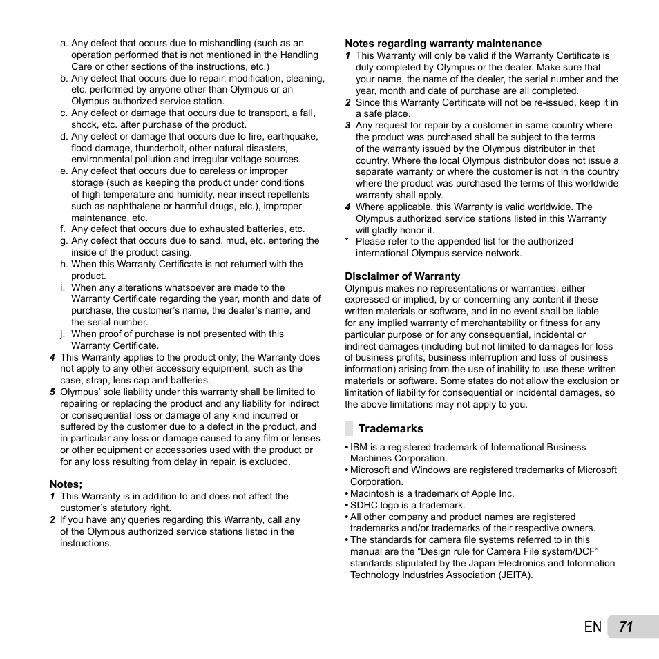 71 en | Olympus VG-160 User Manual | Page 71 / 76
