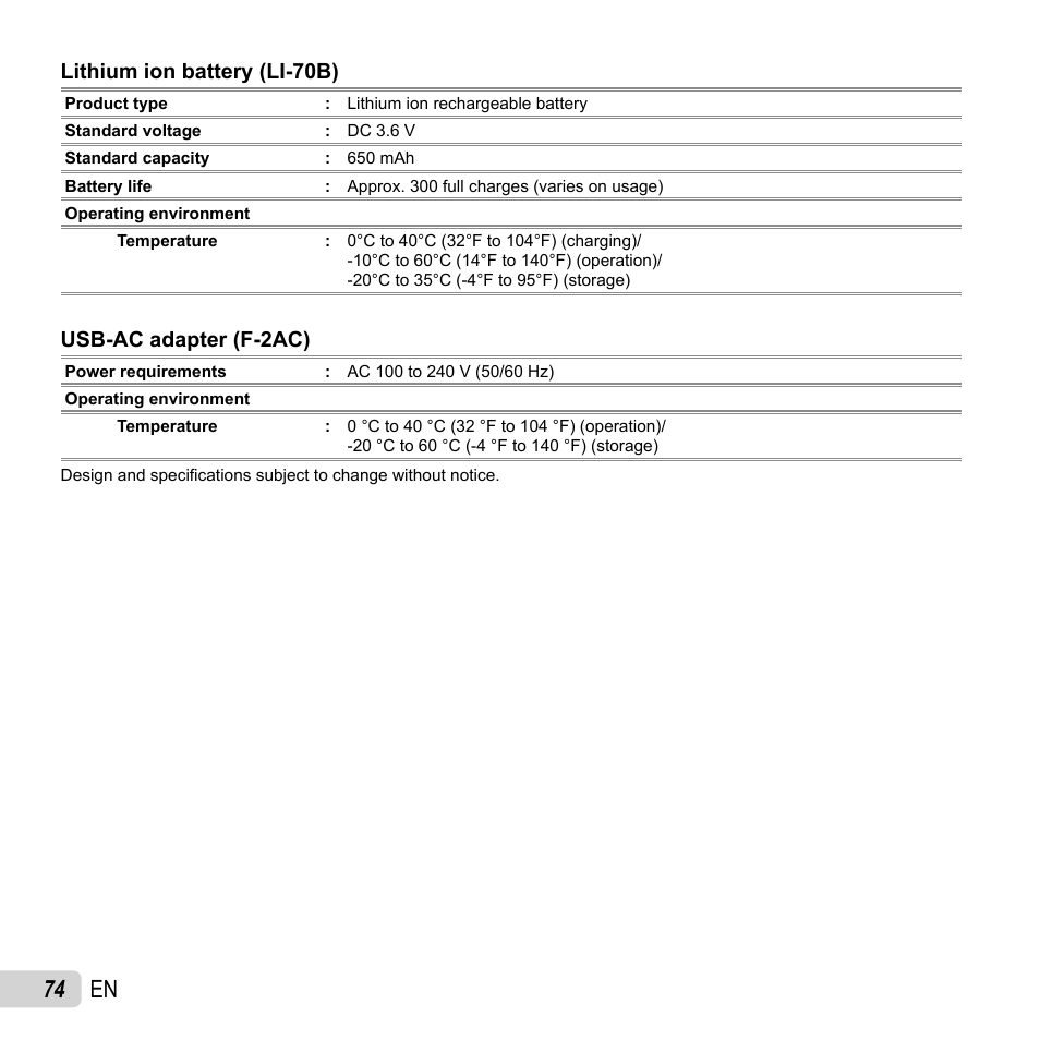 74 en | Olympus VG-160 User Manual | Page 74 / 76