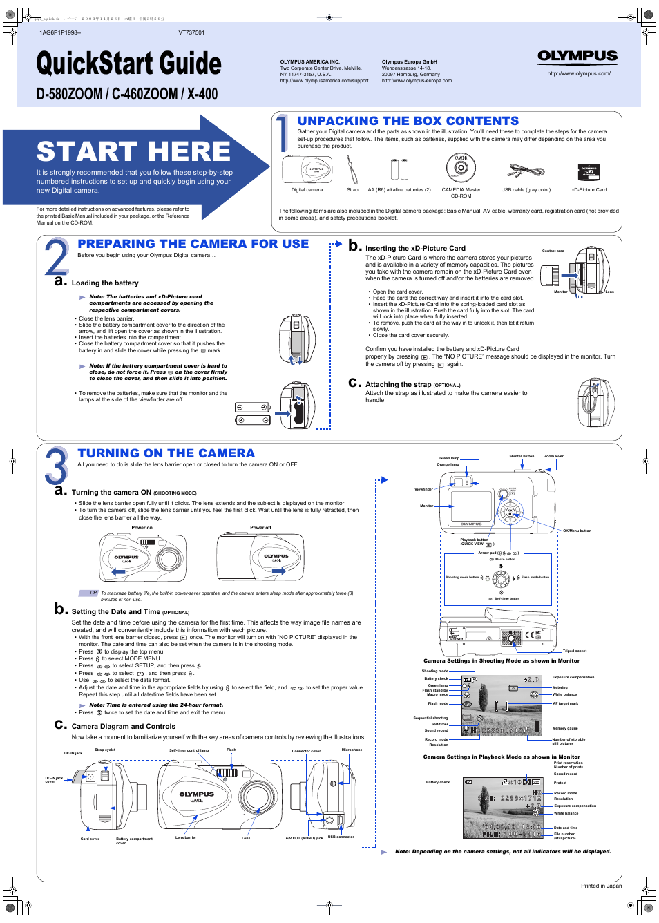 Olympus C-460Zoom User Manual | 2 pages