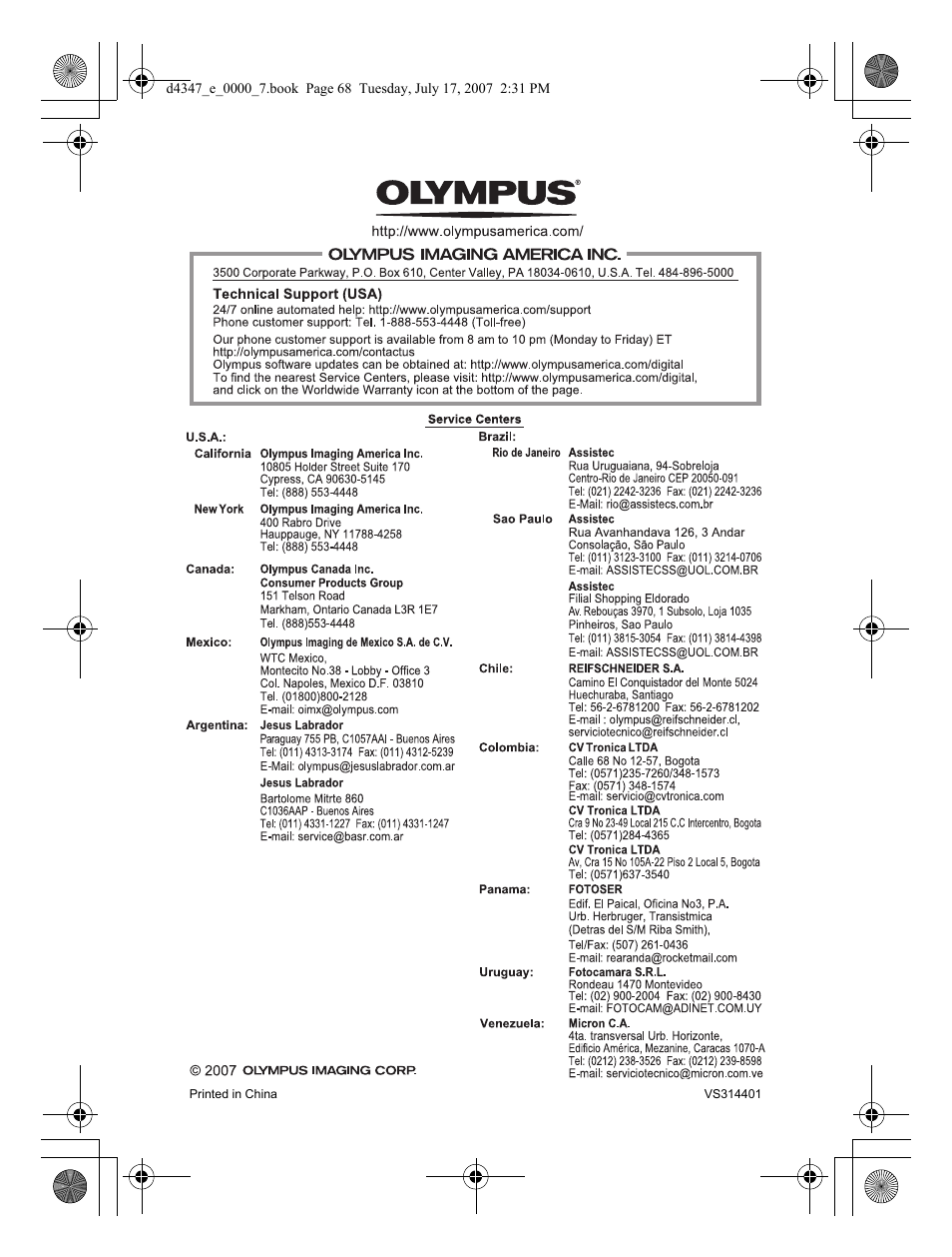 Olympus FE-290 User Manual | Page 68 / 68
