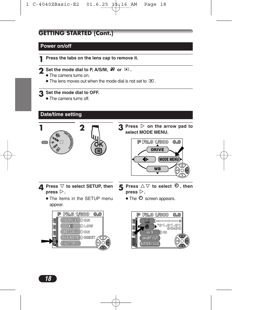 Getting started (cont.) | Olympus C-4040ZOOM User Manual | Page 18 / 196