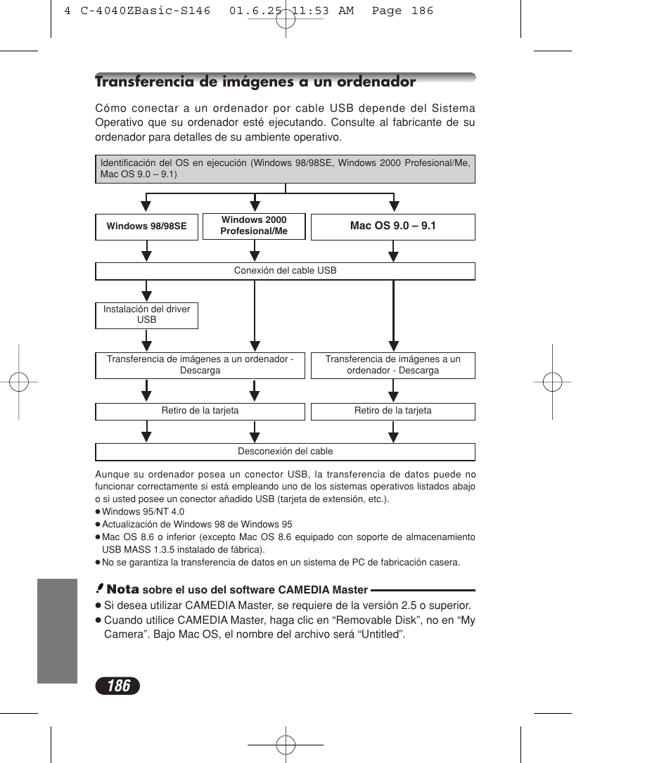 Transferencia de imágenes a un ordenador | Olympus C-4040ZOOM User Manual | Page 186 / 196