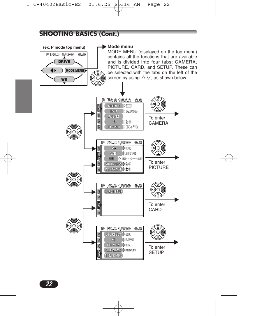 Shooting basics (cont.) | Olympus C-4040ZOOM User Manual | Page 22 / 196