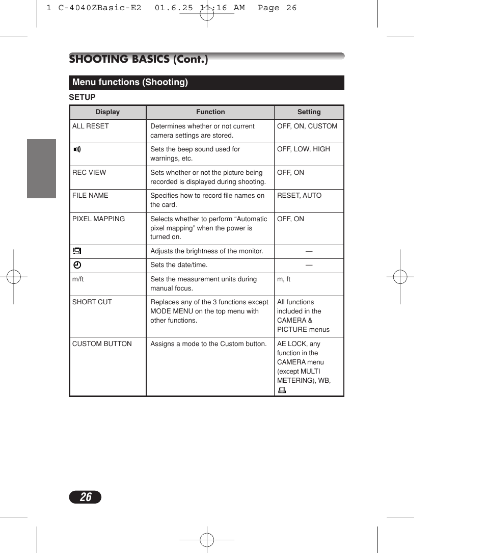 Shooting basics (cont.) | Olympus C-4040ZOOM User Manual | Page 26 / 196