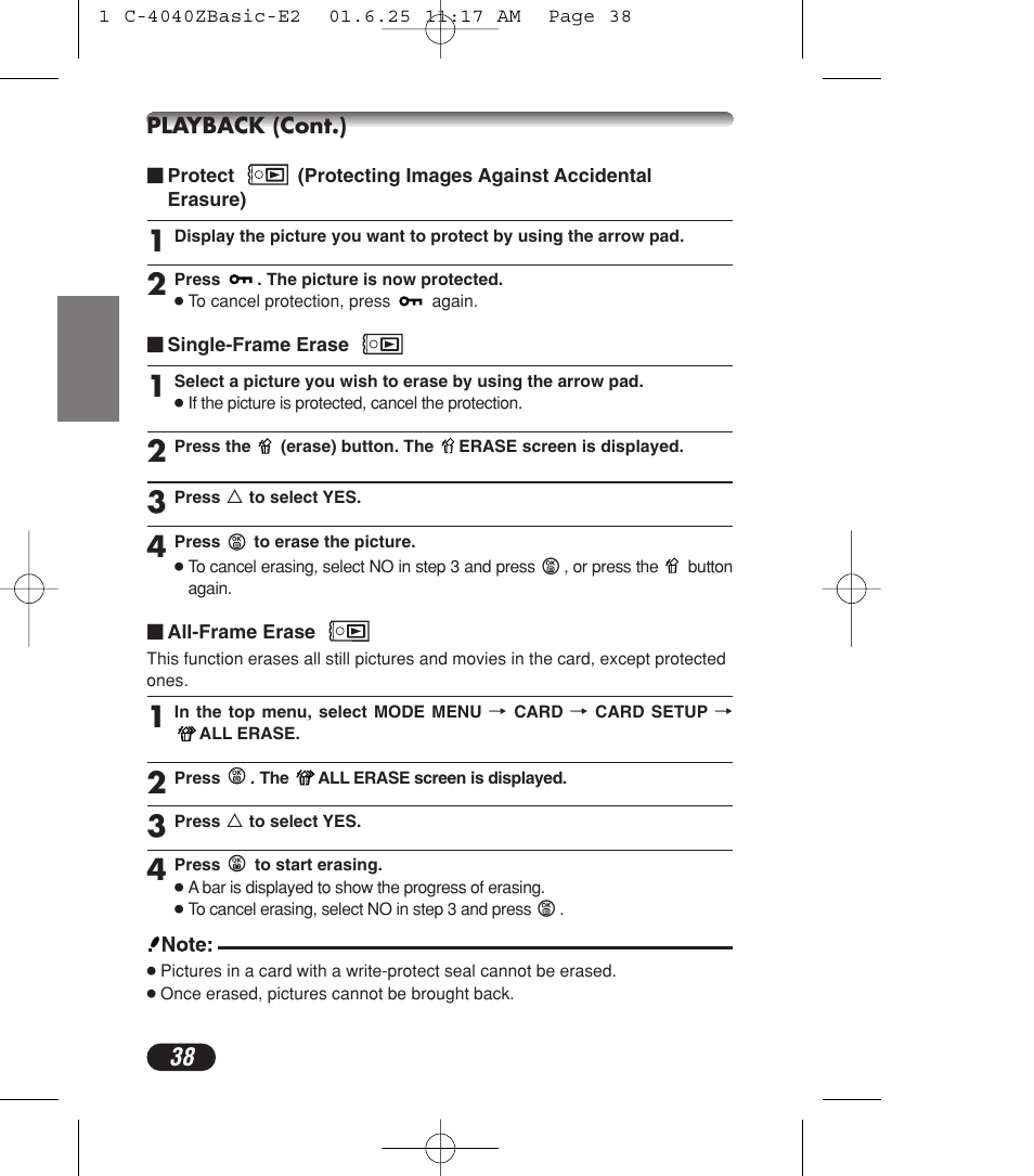 Olympus C-4040ZOOM User Manual | Page 38 / 196