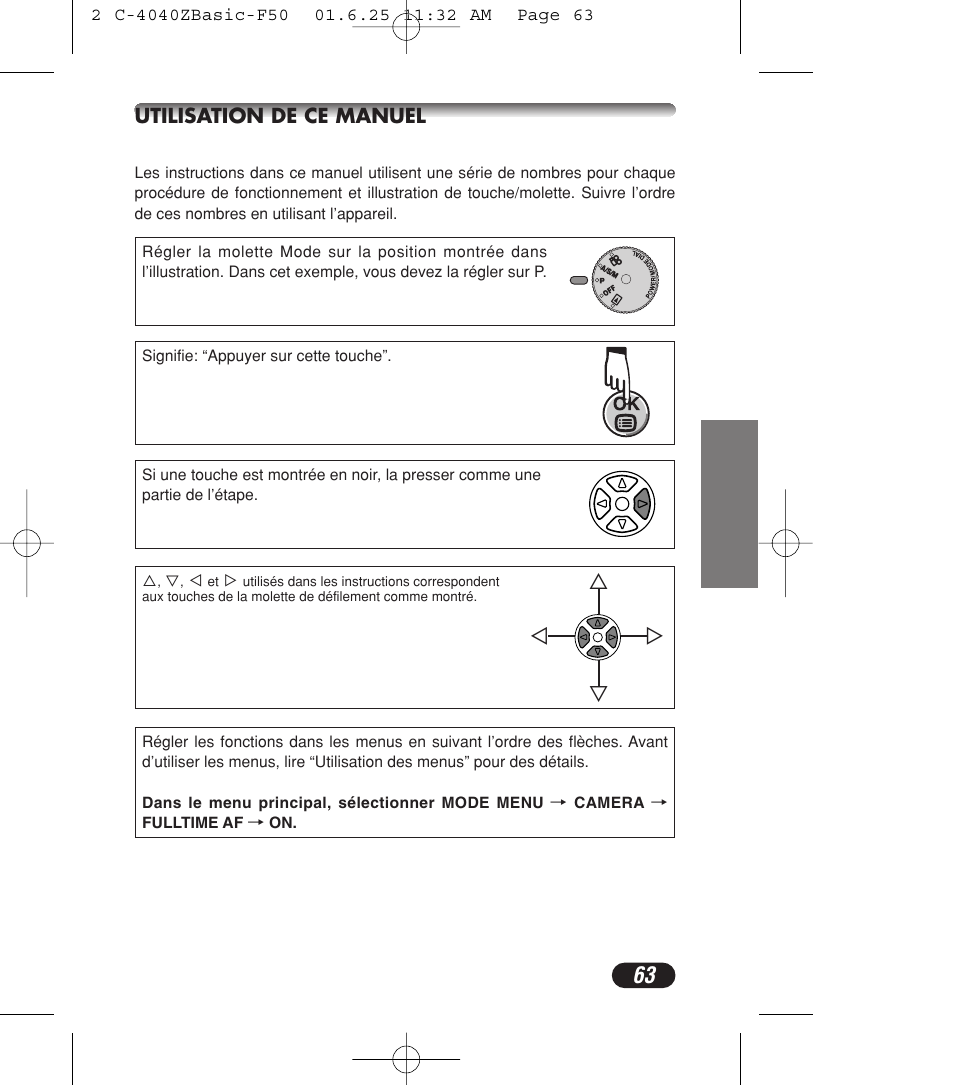 Сс й н, Utilisation de ce manuel | Olympus C-4040ZOOM User Manual | Page 63 / 196