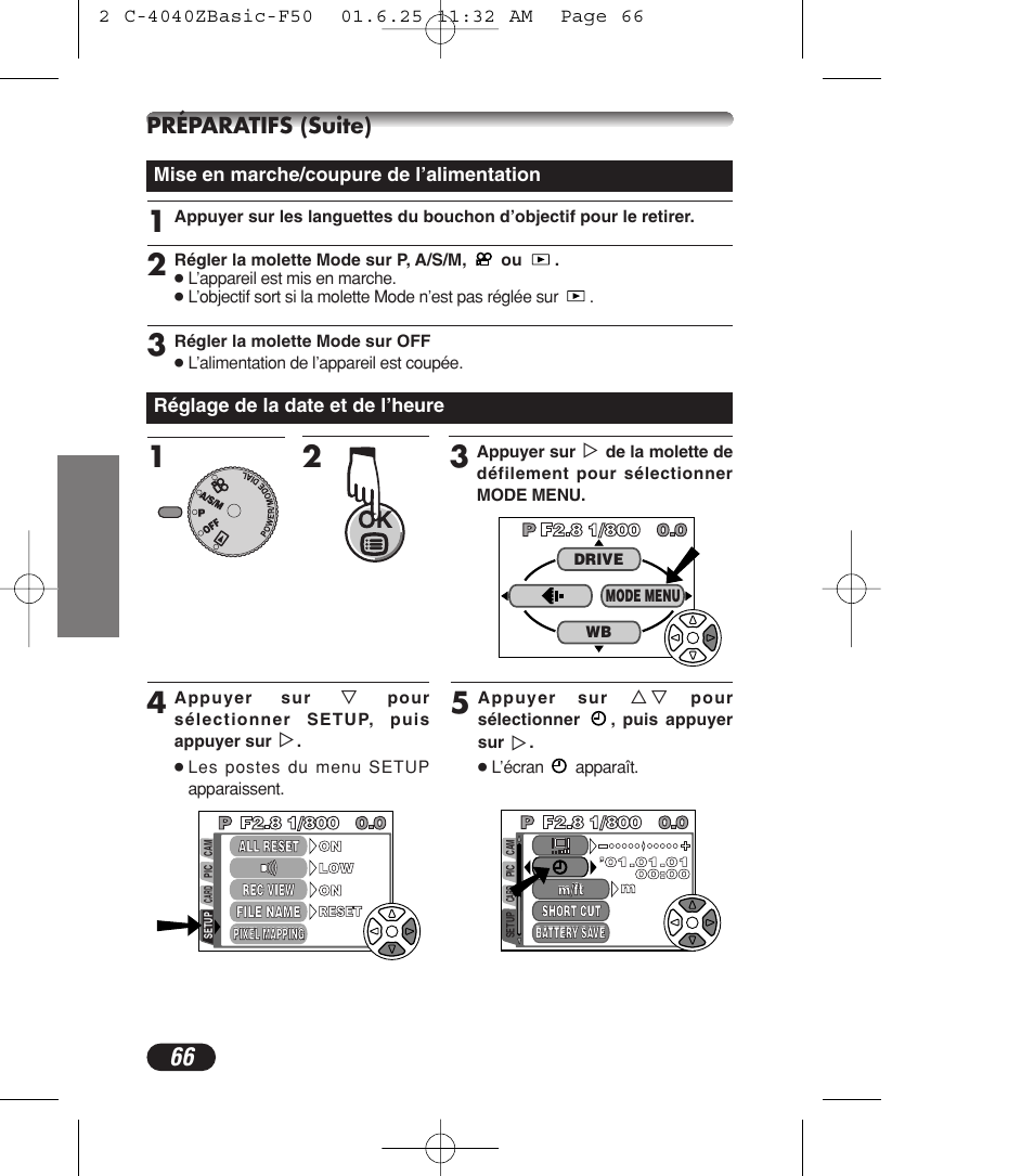 Préparatifs (suite) | Olympus C-4040ZOOM User Manual | Page 66 / 196