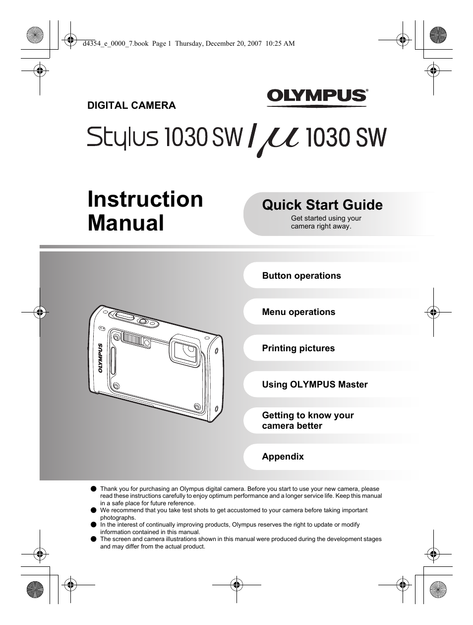 Olympus 1030 SW User Manual | 84 pages