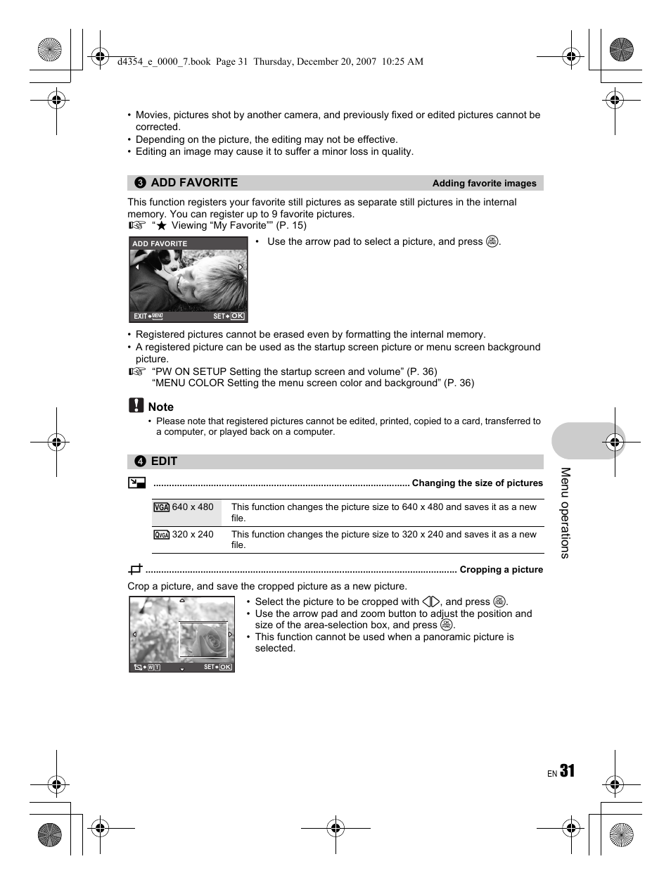 Me nu opera tions | Olympus 1030 SW User Manual | Page 31 / 84