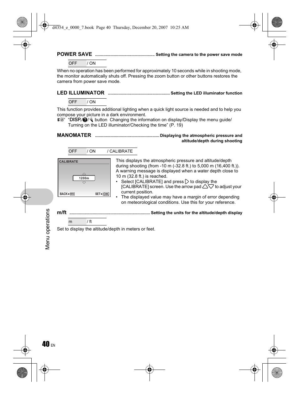 Menu ope rati ons | Olympus 1030 SW User Manual | Page 40 / 84
