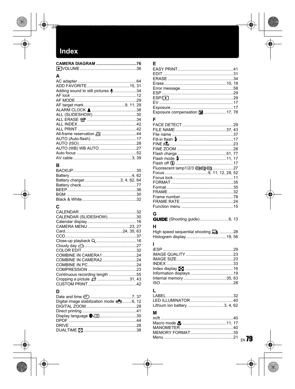 79 index | Olympus 1030 SW User Manual | Page 79 / 84