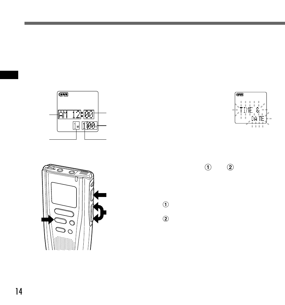 Setting time/date | Olympus DS-2000 User Manual | Page 14 / 44