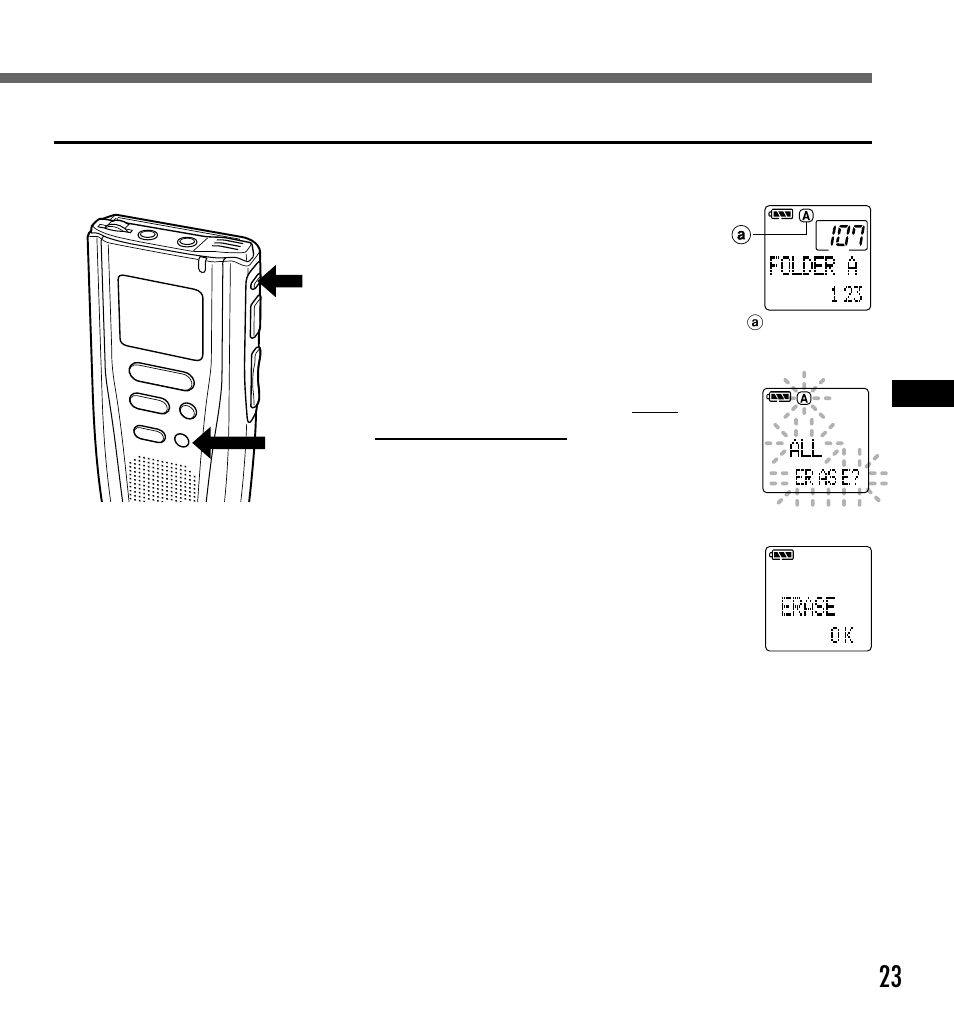 23 erase all files from a folder | Olympus DS-2000 User Manual | Page 23 / 44